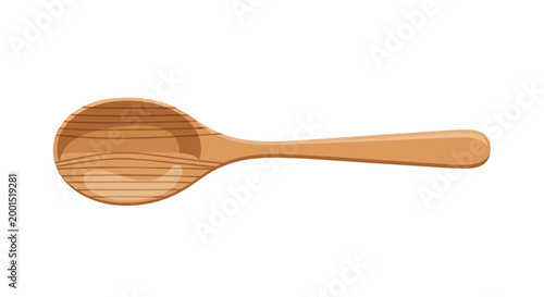 Handcrafted Wooden Spoon Vector Illustration Isolated on White Background for Kitchen and Cooking Design