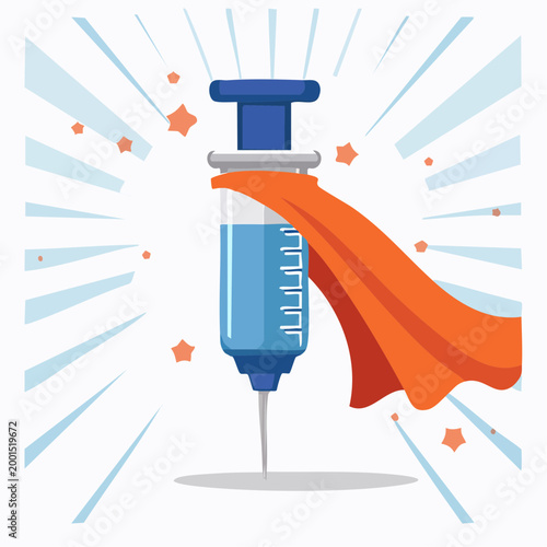 Superhero Syringe with Orange Cape