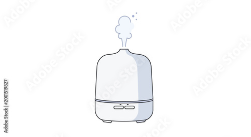 Modern Air Humidifier and Aroma Diffuser Vector Illustration with Steam Mist for Wellness and Interior Comfort
