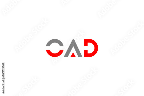 Free Download CAD Logo in Red and Gray Geometric Shapes for Modern Balanced Brand Identity - GFXLoad
