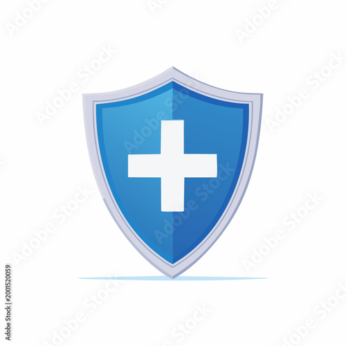 Blue Shield with White Cross Symbol