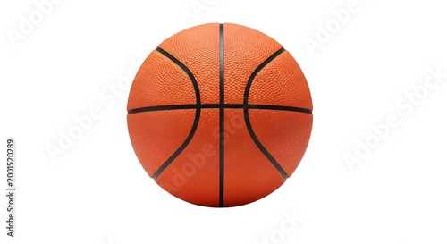 Orange basketball with black lines isolated on white background