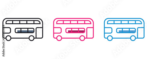 Double Decker bus icon, double decker bus icons vector set in trendy flat style illustration isolated on white background.