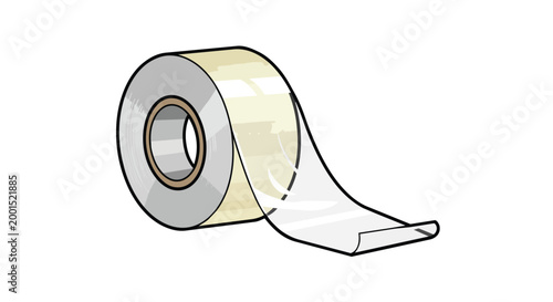 Roll of Clear Transparent Adhesive Tape Vector Illustration for Office and Packing Supplies