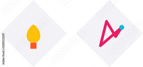 Minimalist business icons representing creativity and strategic growth on a clean white background flat graphic illustration