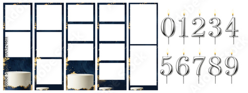Blank Photobooth Strips and Number Candles for Celebration Template Design
