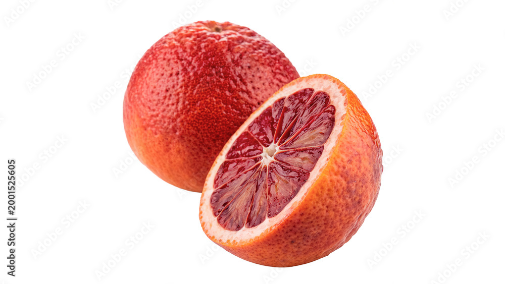 Fototapeta premium Slices of blood orange isolated on transparent background cut out