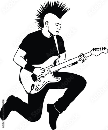 Punk Rocker Playing Electric Guitar on Stage