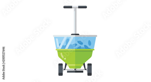 Lawn Seed and Fertilizer Spreader Vector Illustration - Walk-Behind Garden Cart for Landscaping and Grass Maintenance