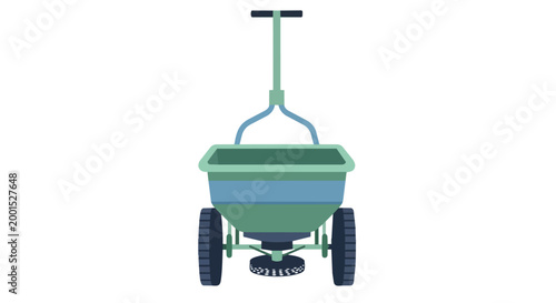 Garden Broadcast Spreader for Lawn Care and Fertilizer Distribution Vector Illustration
