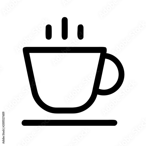 Steaming coffee cup icon with handle on a saucer Vector