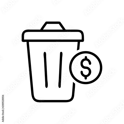 Trash can icon with dollar sign symbol Vector