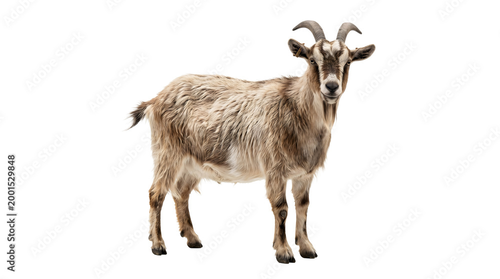 Fototapeta premium Realistic White and Brown Goat Isolated for Eid al-Adha Branding