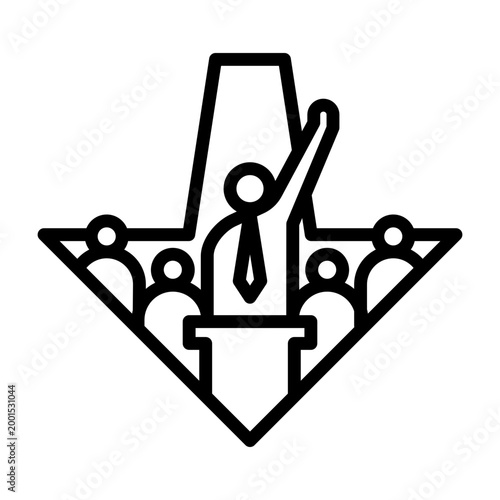 Leadership Icon - Black Outline