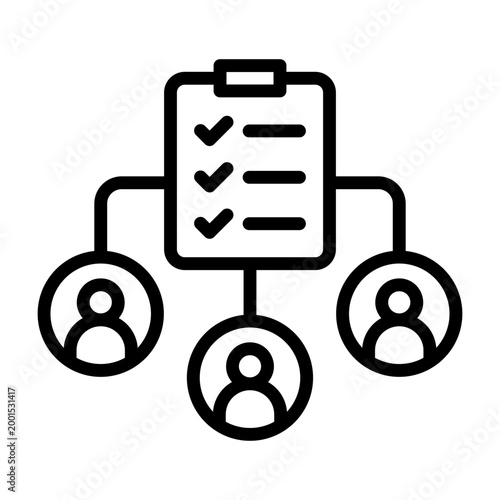 Task Distribution Icon - Black Outline