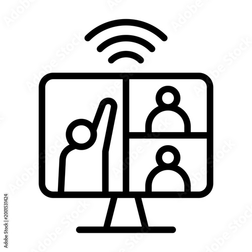 Virtual Meeting Icon - Black Outline
