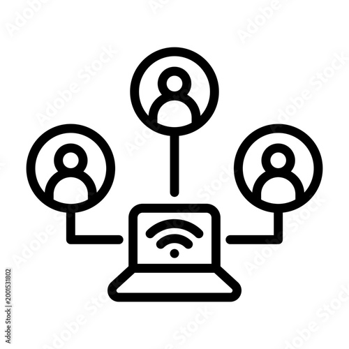 Remote Collaboration Icon - Black Outline
