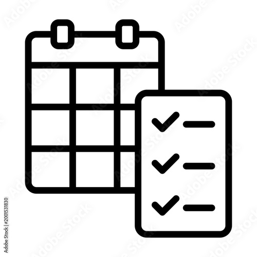 Task Scheduling Icon - Black Outline