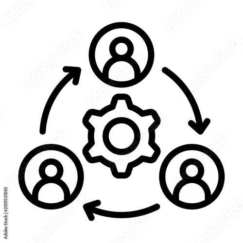 Collaborative Tools Icon - Black Outline