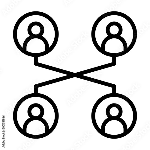 Cross Functional Team Icon - Black Outline