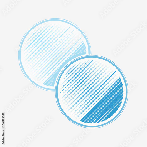 Two Petri Dishes with Blue Hatching