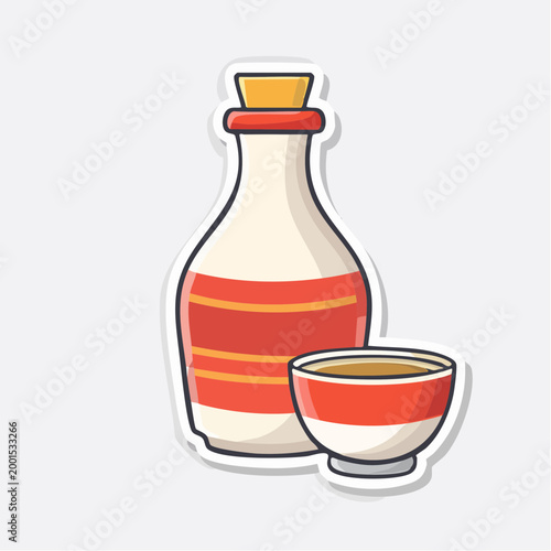 Sake Bottle and Cup Illustration
