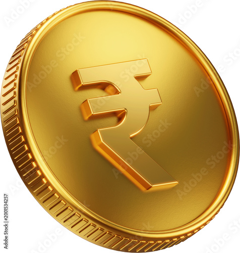 Gold 3d Coin with Rupee Symbol