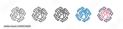 Circular Economy Icon In 5 Different Styles Set Collection.   