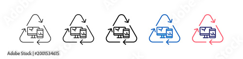 E Waste Icon In 5 Different Styles Set Collection.   