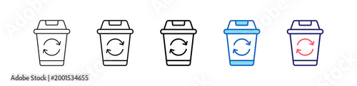 Recycle Bin Icon In 5 Different Styles Set Collection.   