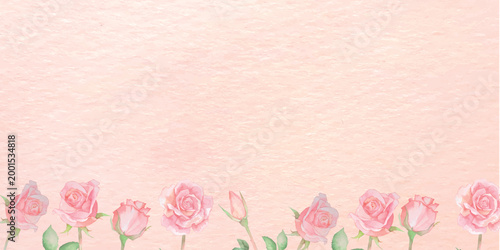 カーネーションとバラの水彩ボタニカルフレーム