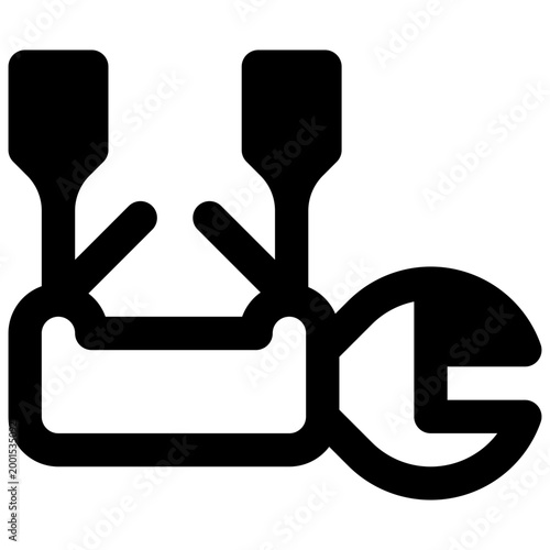 Multifunctional diving tool. Outlined stroke vector icon with black-filled details.