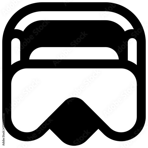 Diving mask. Outlined stroke vector icon with black-filled details.