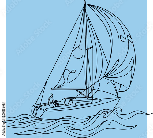 Sailing boat on the water sports.