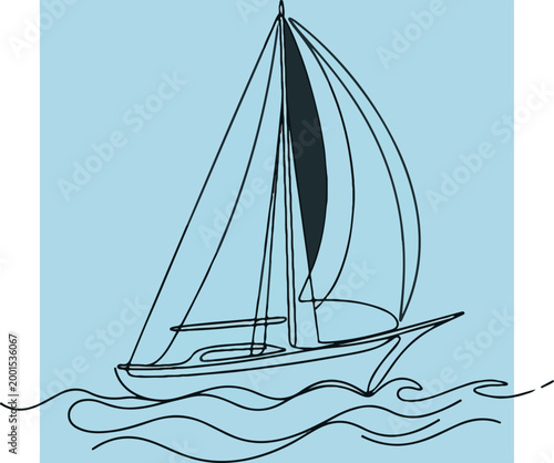 Sailing Boat on the Water Surface.