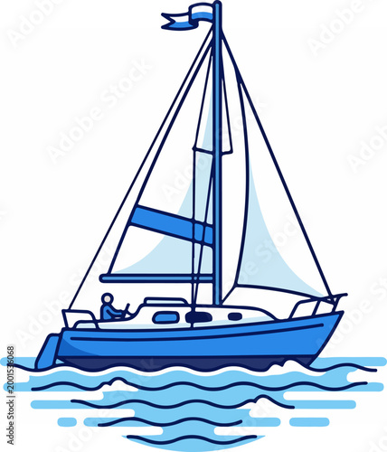 Sailing boat on the water surface.