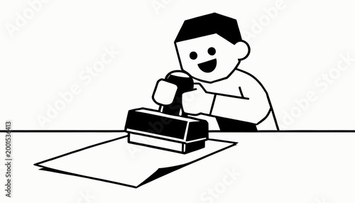 Approve and stamp document, official seal for important paperwork, certified for authenticity and validation by a person using a rubber stamp