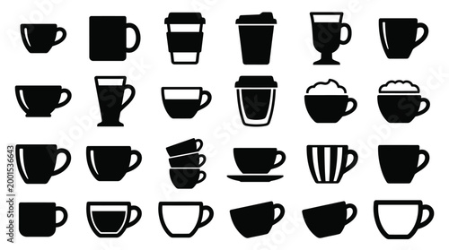 Coffee Cups Collection Isolated White Background
