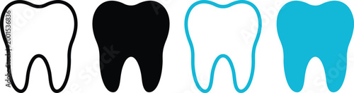 Tooth icon. Dental clinic logo. Human teeth vector illustration. Blue dentistry logotype. Oral hygiene concept. Dentist sign. Molar tooth enamel symbol. Simple tooth pictogram design.