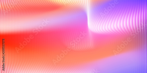 Abstract futuristic gradient background with soft flowing wave lines, vibrant blend of coral red, orange, pink, and purple tones, smooth neon glow