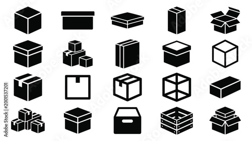 Cardboard Boxes Collection Isolated White Background