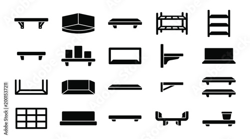 Shelving Units Collection Isolated on White Background