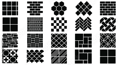 Paving Stone Patterns Collection Isolated on White Background