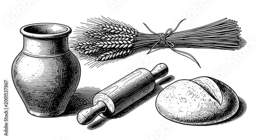 Knife tactical combat with double-edged blade and serrated edge engraving drawing for game and combat theme