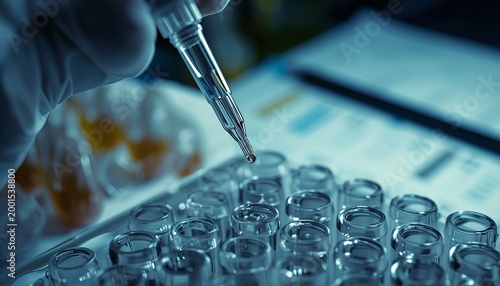 Pipette Dropping Liquid into Lab Test Tubes