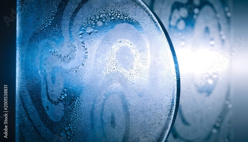 frosted glass texture with soft blue gradient lighting and abstract reflections for modern design