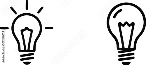 Two light bulb icons one illuminated one dark representing ideas and innovation