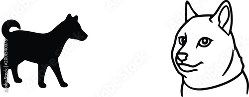 Obraz na płótnie Doge meme illustration a side by side comparison of two distinct doge representa