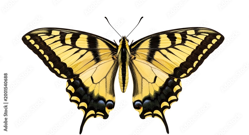 Obraz premium Bright yellow butterfly with black borders and blue eyespots