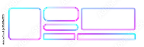 Obraz na płótnie Square rectangular frame with two color neon motion graphics on isolated transparent background in PNG format